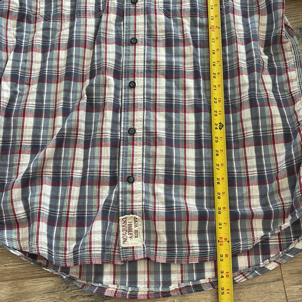 Harley-Davidson Button Up Short Sleeve Cotton Shirt Men's Tall XL Plaid - Picture 5 of 7